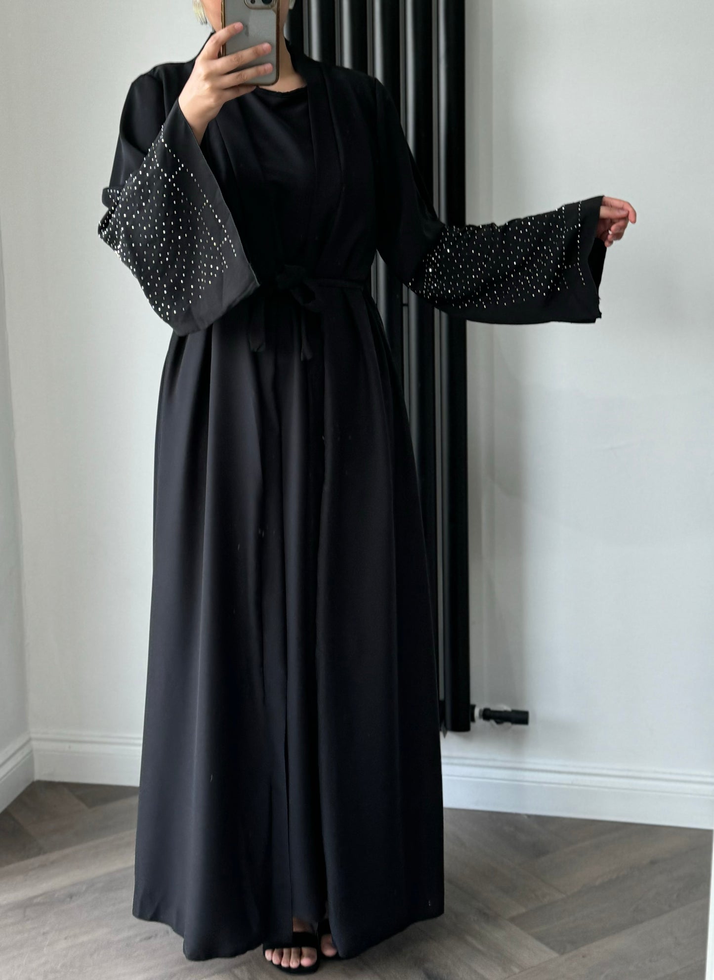 Dana Two Piece Long Jacket Set In Black