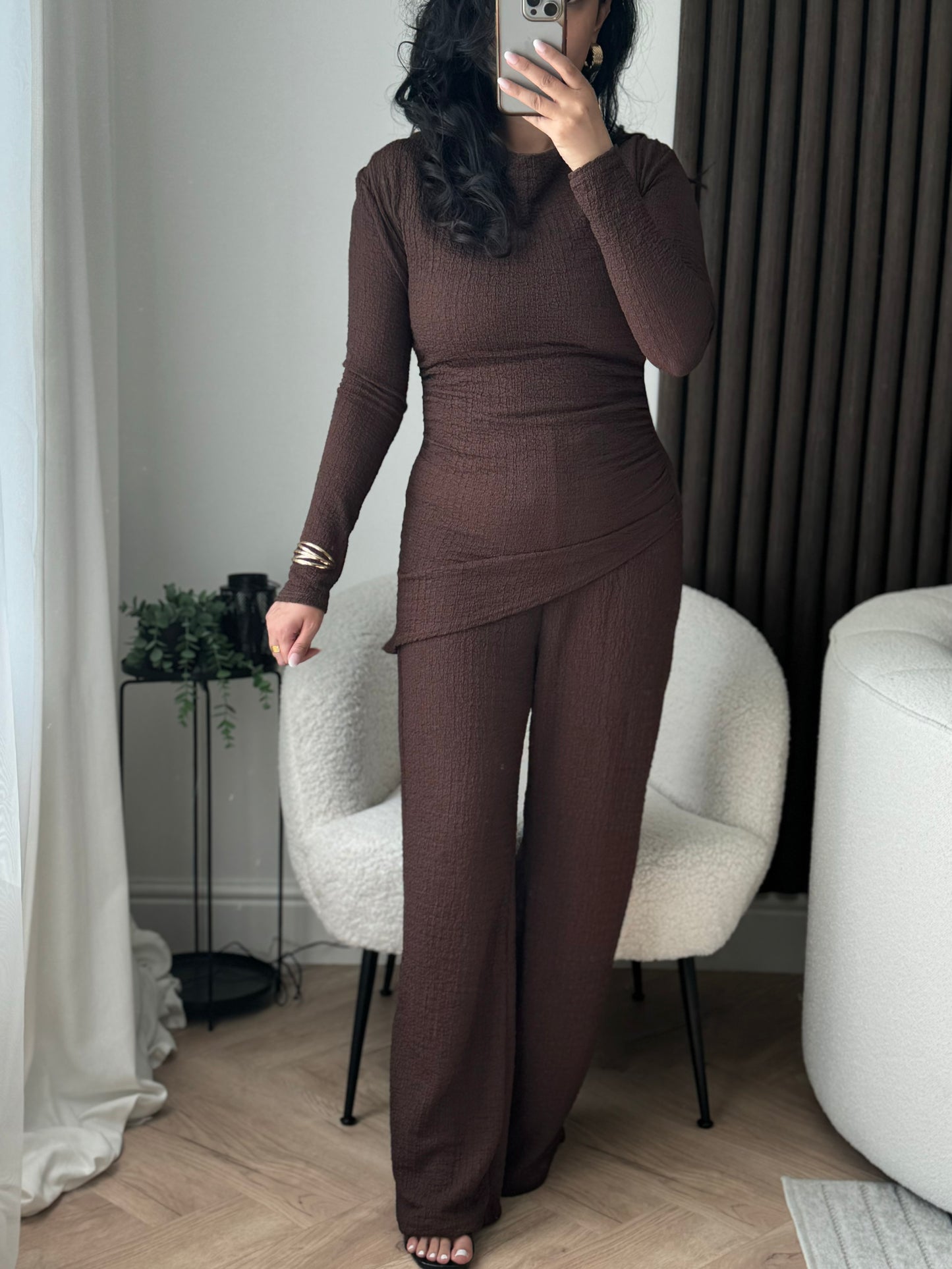Ada Trouser and Top Co-ord Set In Brown