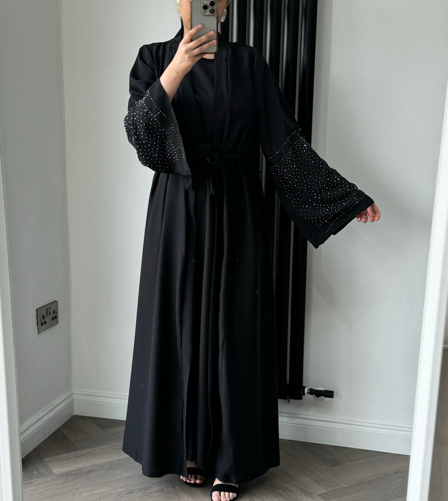 Dana Two Piece Long Jacket Set In Black
