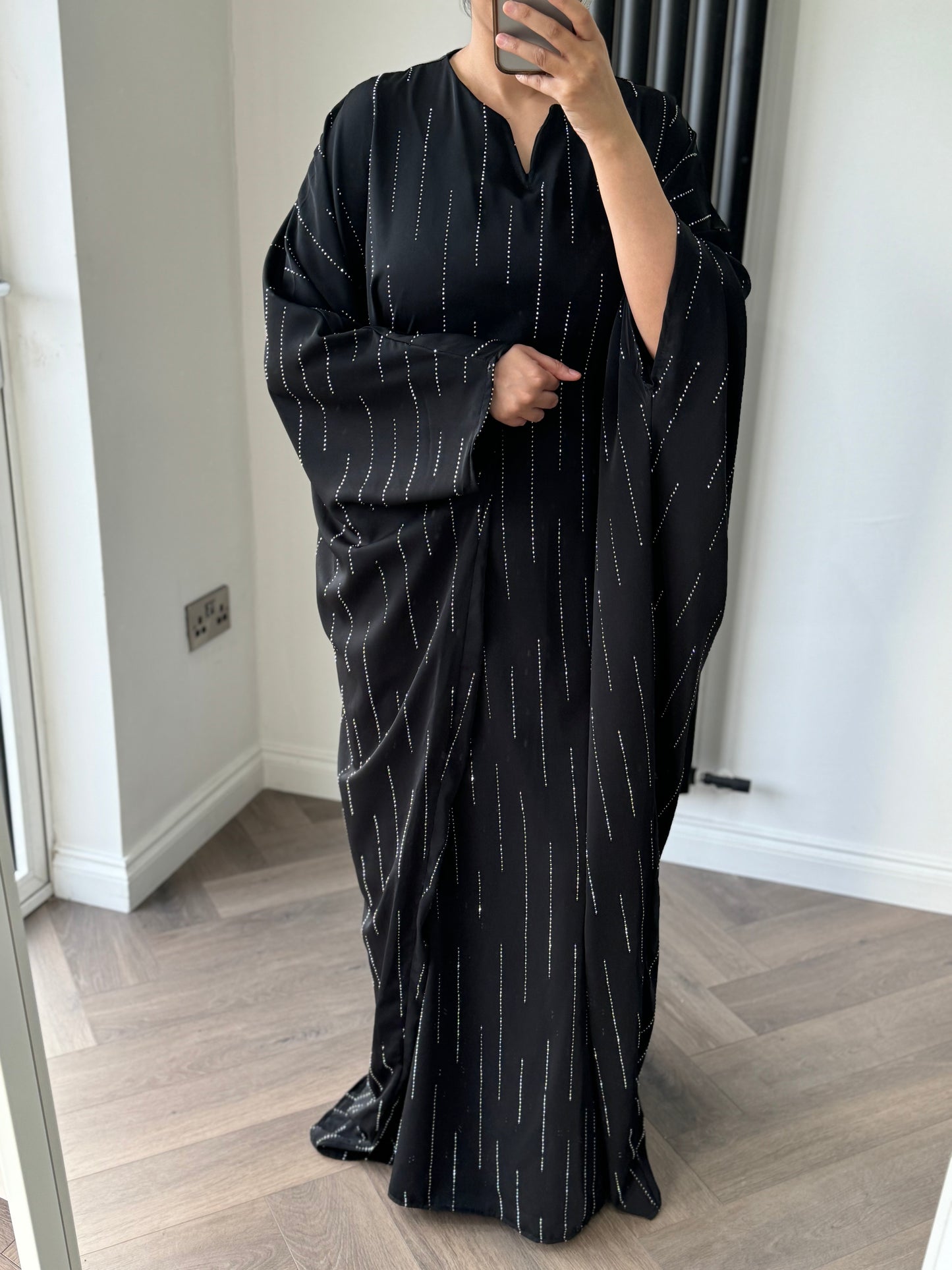 Ella Batwing Sleeve Diamanté Dress In Black