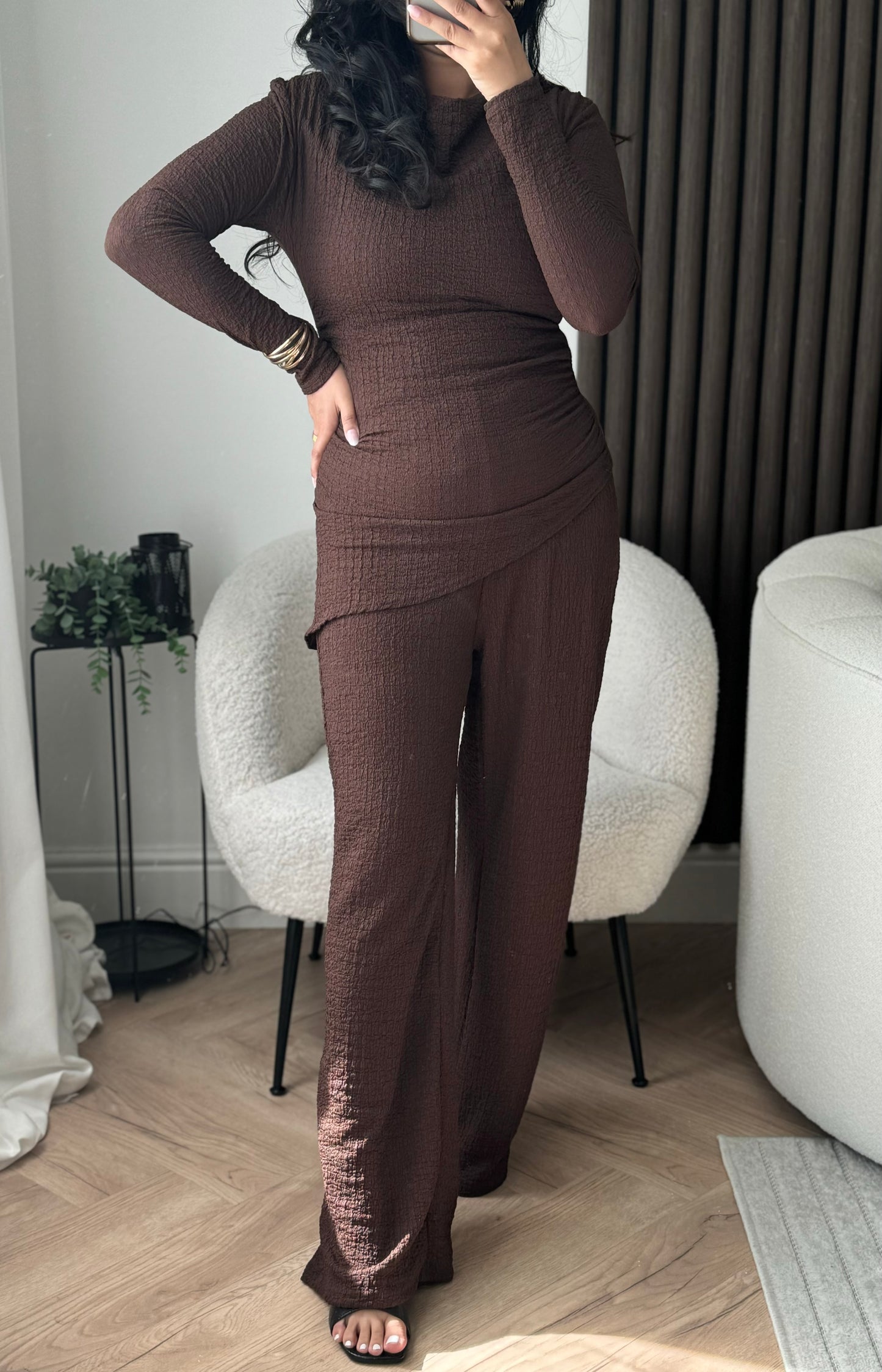 Ada Trouser and Top Co-ord Set In Brown
