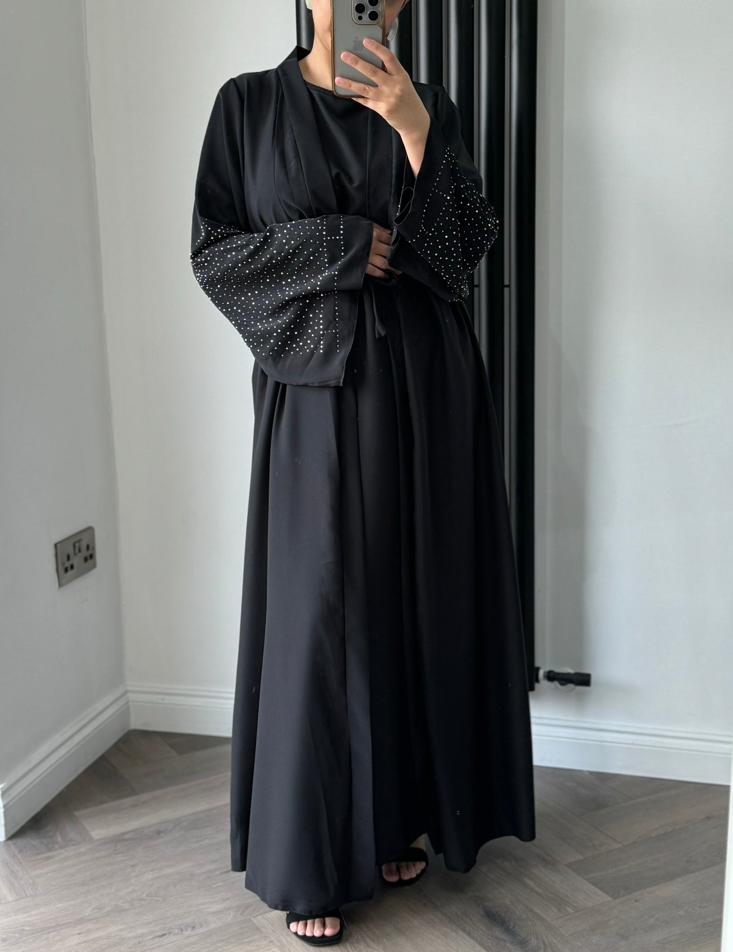 Dana Two Piece Long Jacket Set In Black