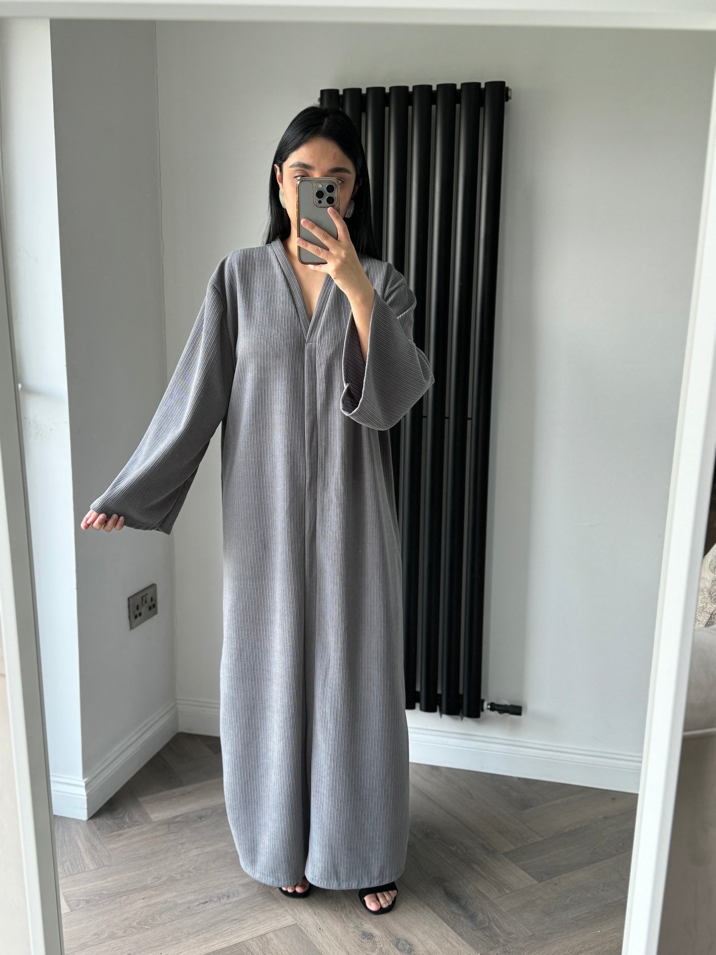 Deb Ribbed Maxi Dress In Grey