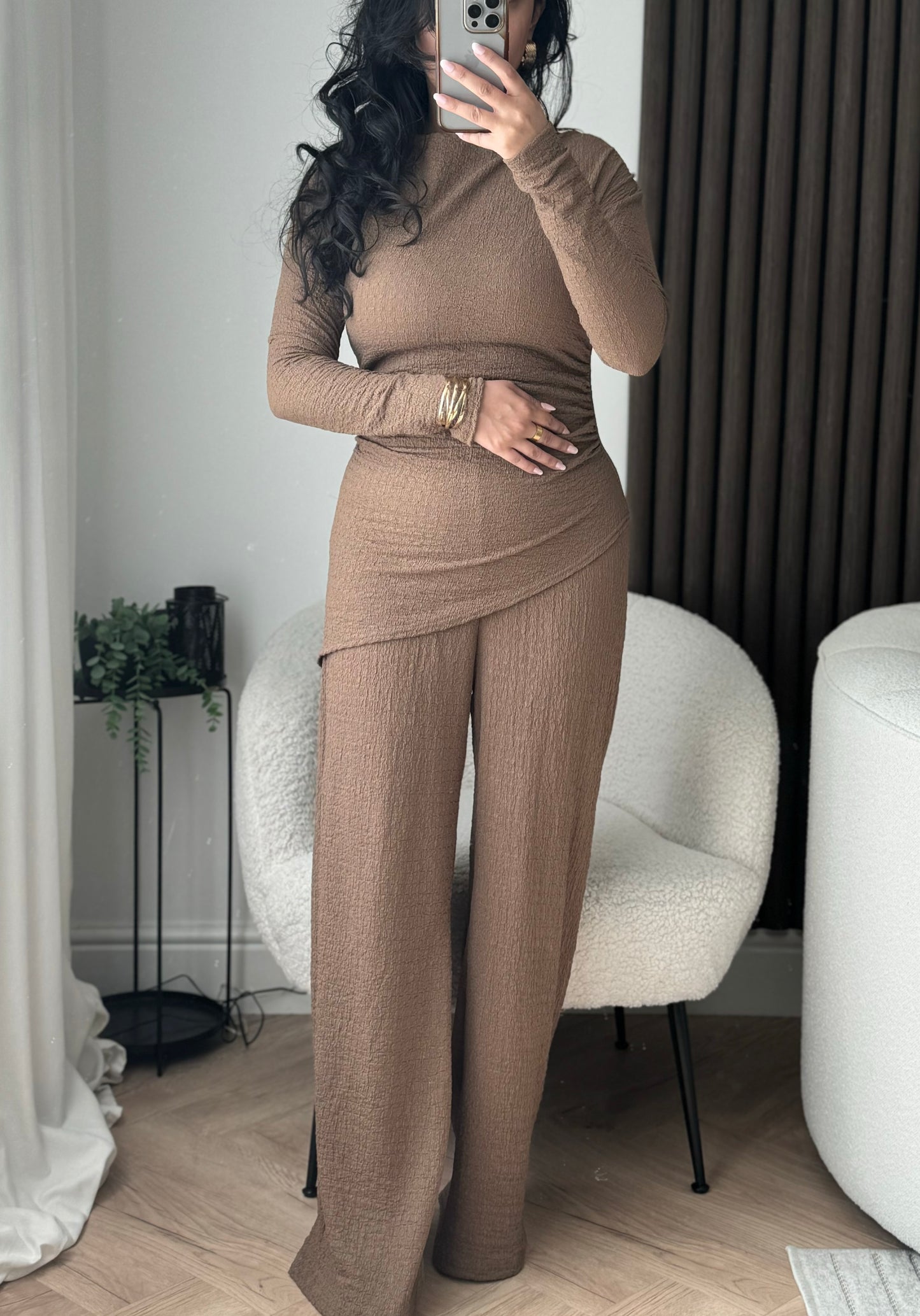 Ada Trouser and Top Co-ord Set In Mocha