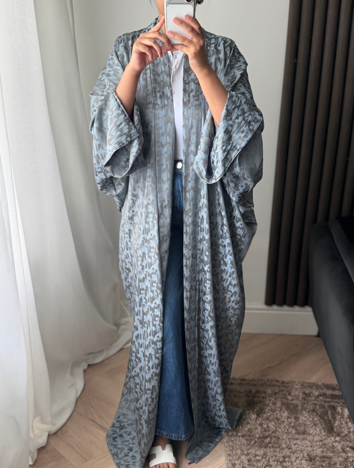 Open Abaya Jacket In Blue