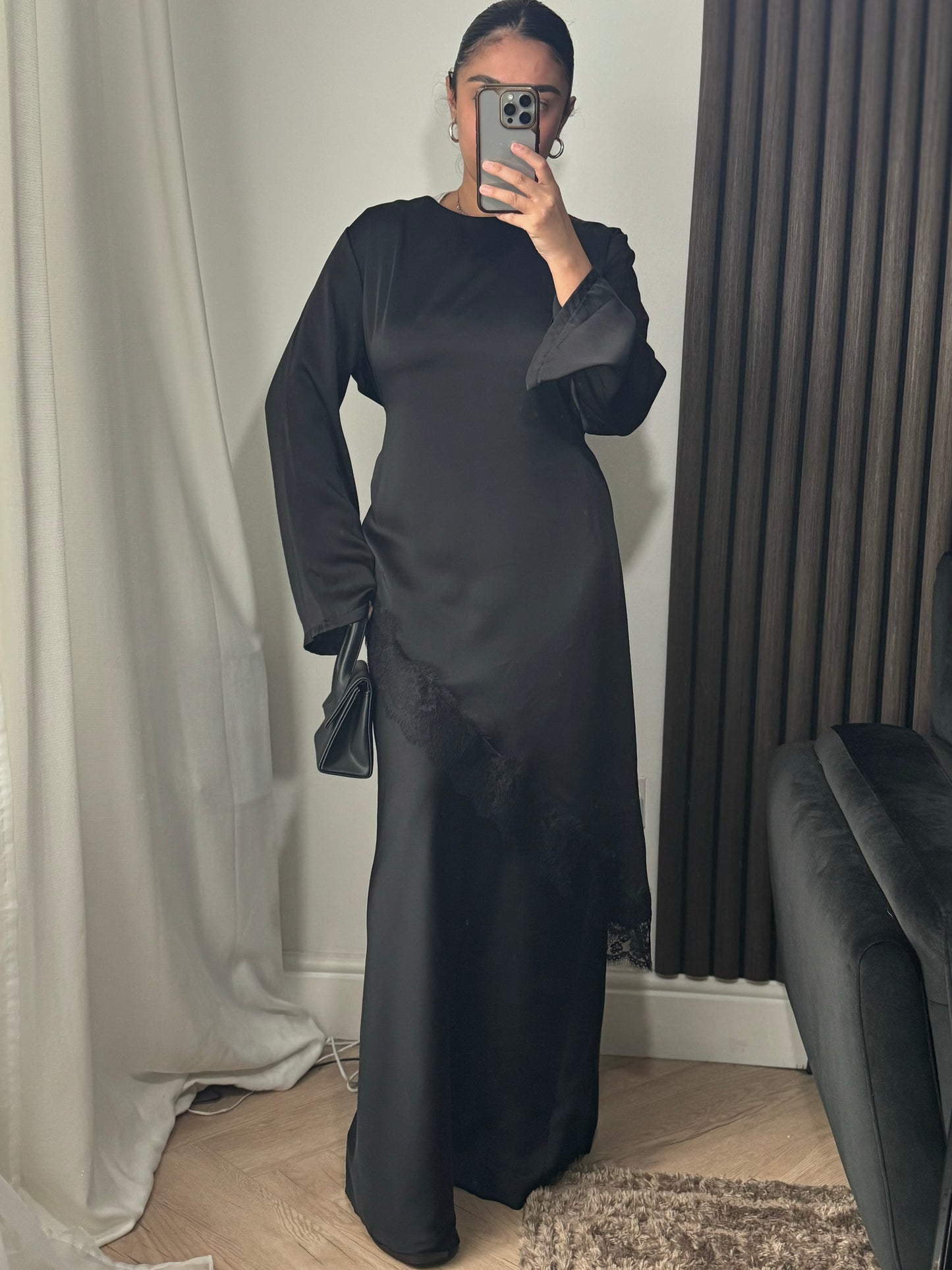 Maysa Asymmetric Lace Top and Skirt Set in Black