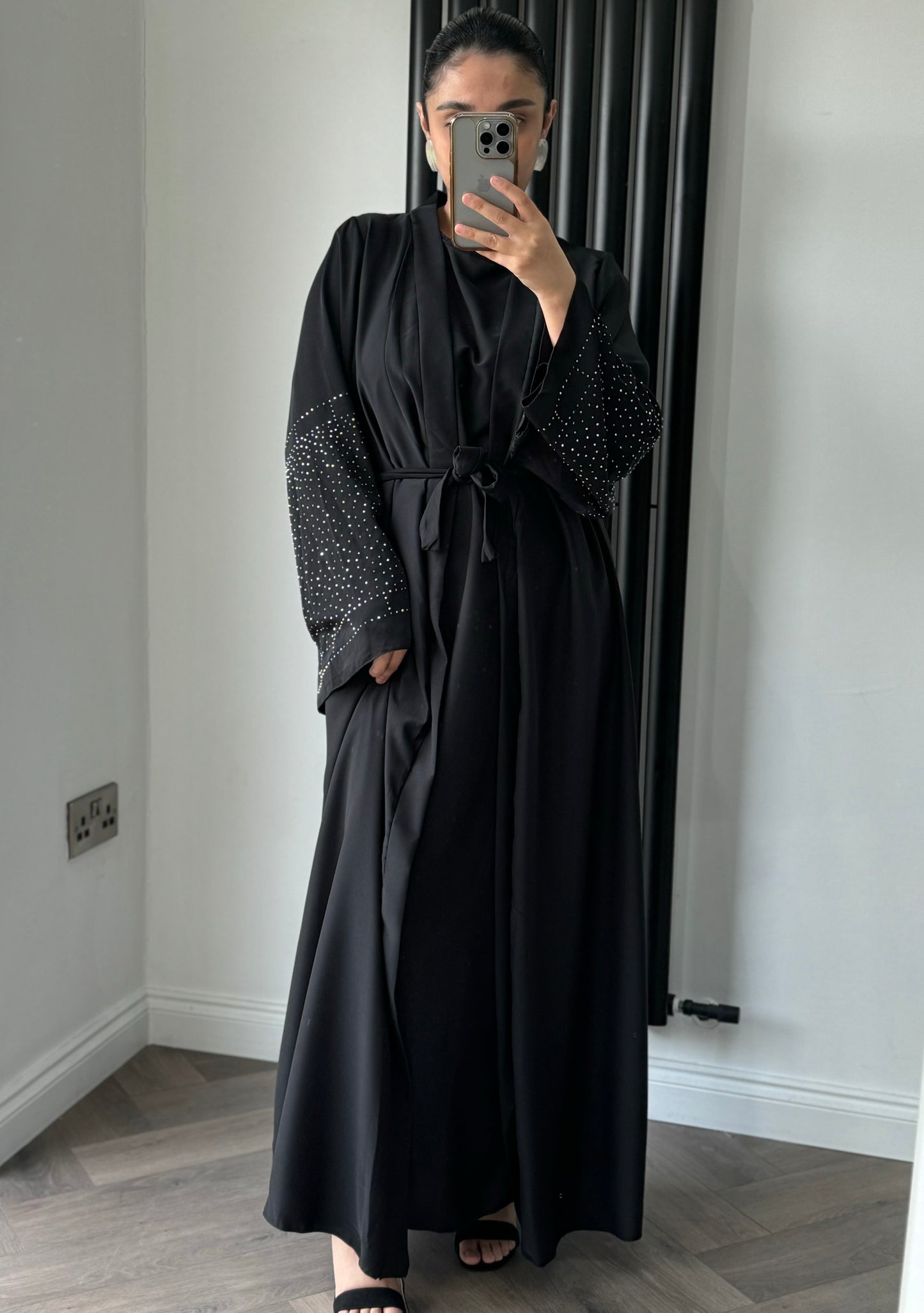 Dana Two Piece Long Jacket Set In Black