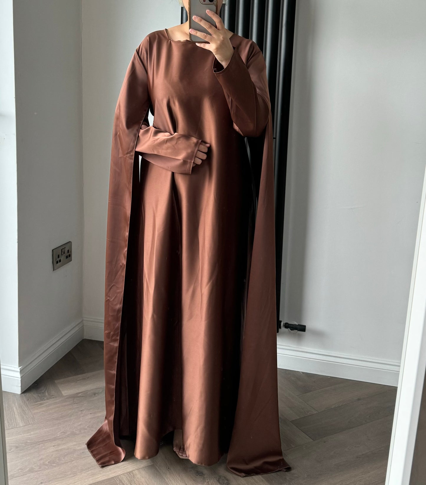 Hannah Cape Sleeve Maxi Dress In Brown