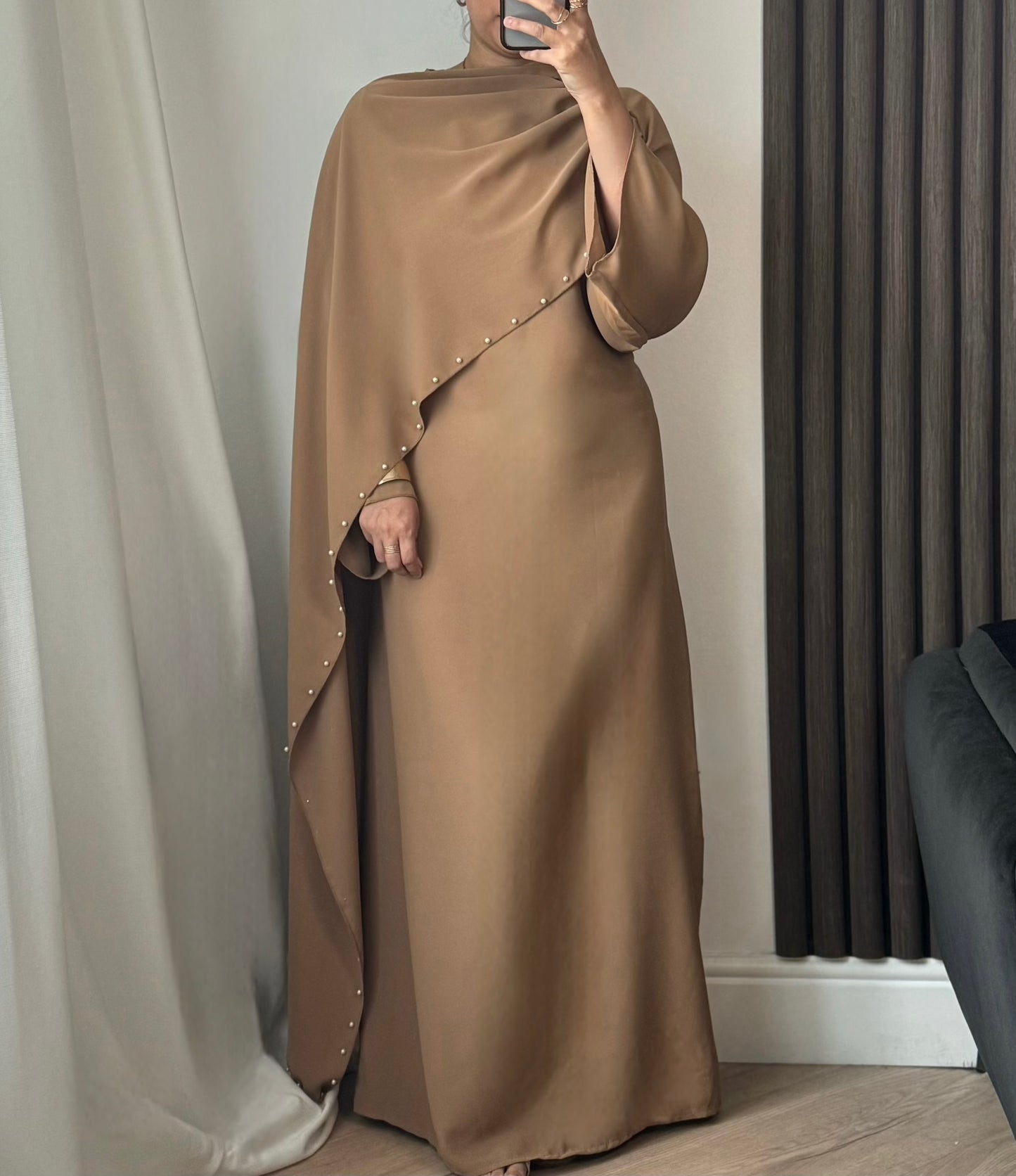 Ayda Pearl Scarf Dress In Caramel