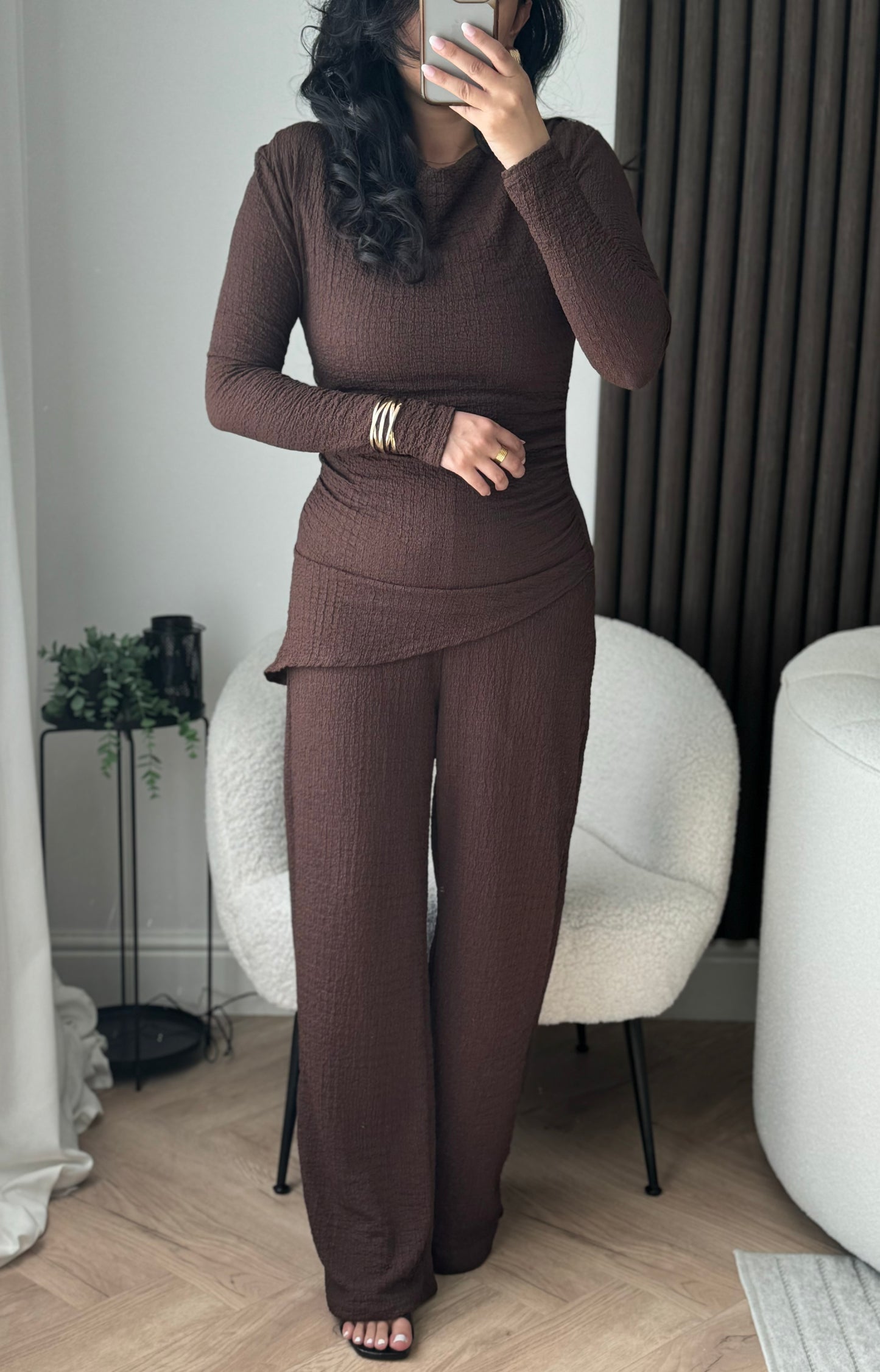 Ada Trouser and Top Co-ord Set In Brown
