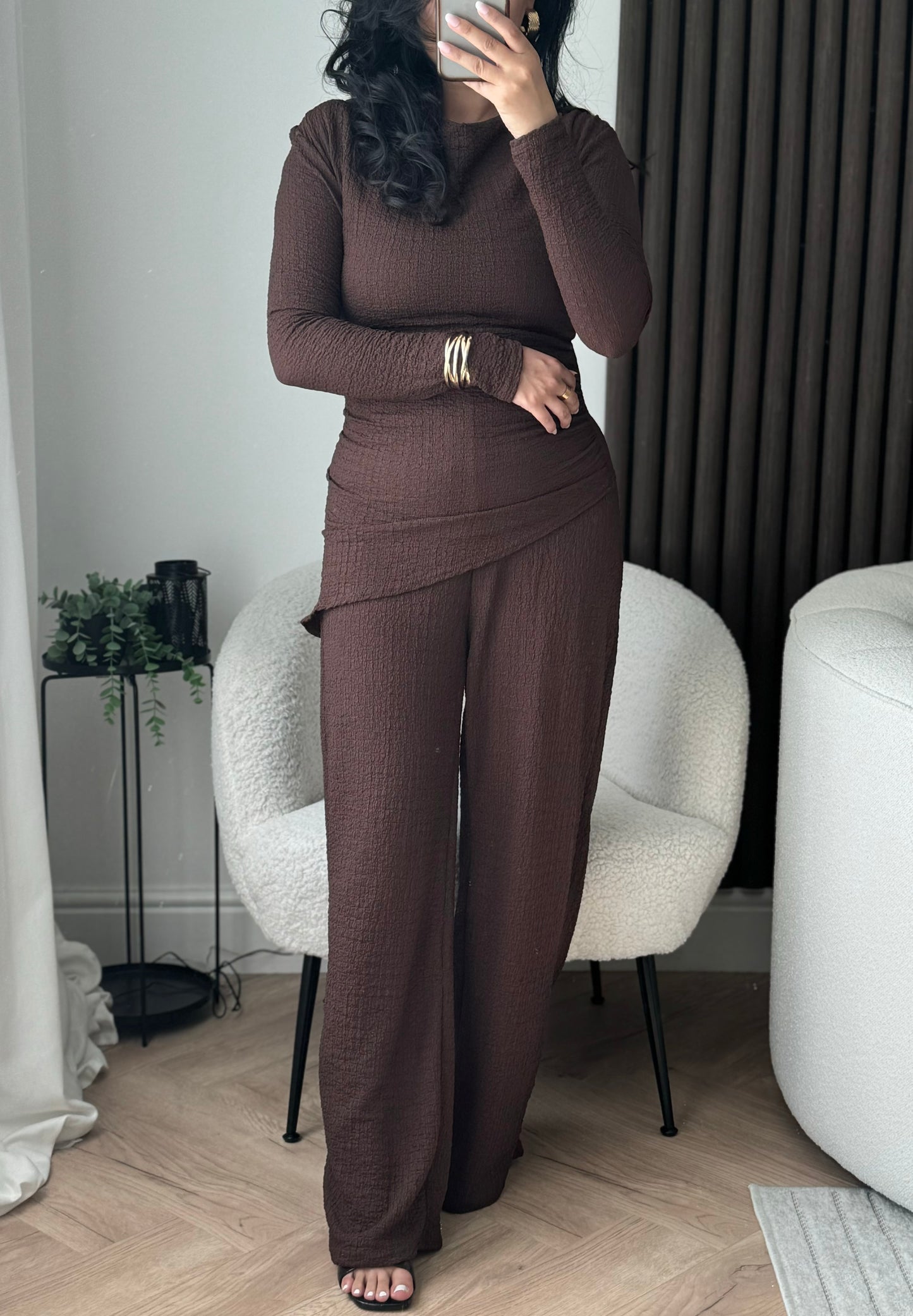 Ada Trouser and Top Co-ord Set In Brown