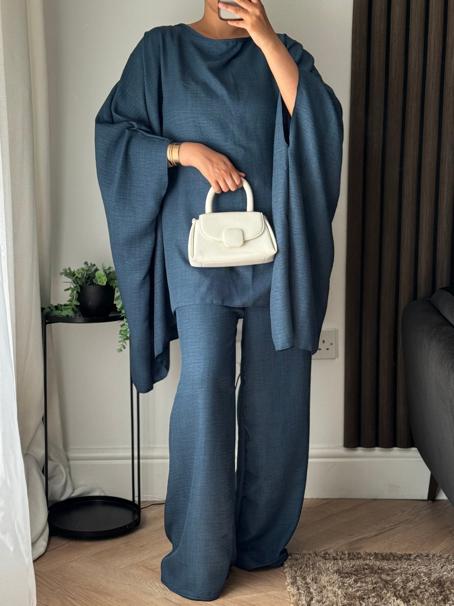 Lila Cape Top And Trouser Set In Blue