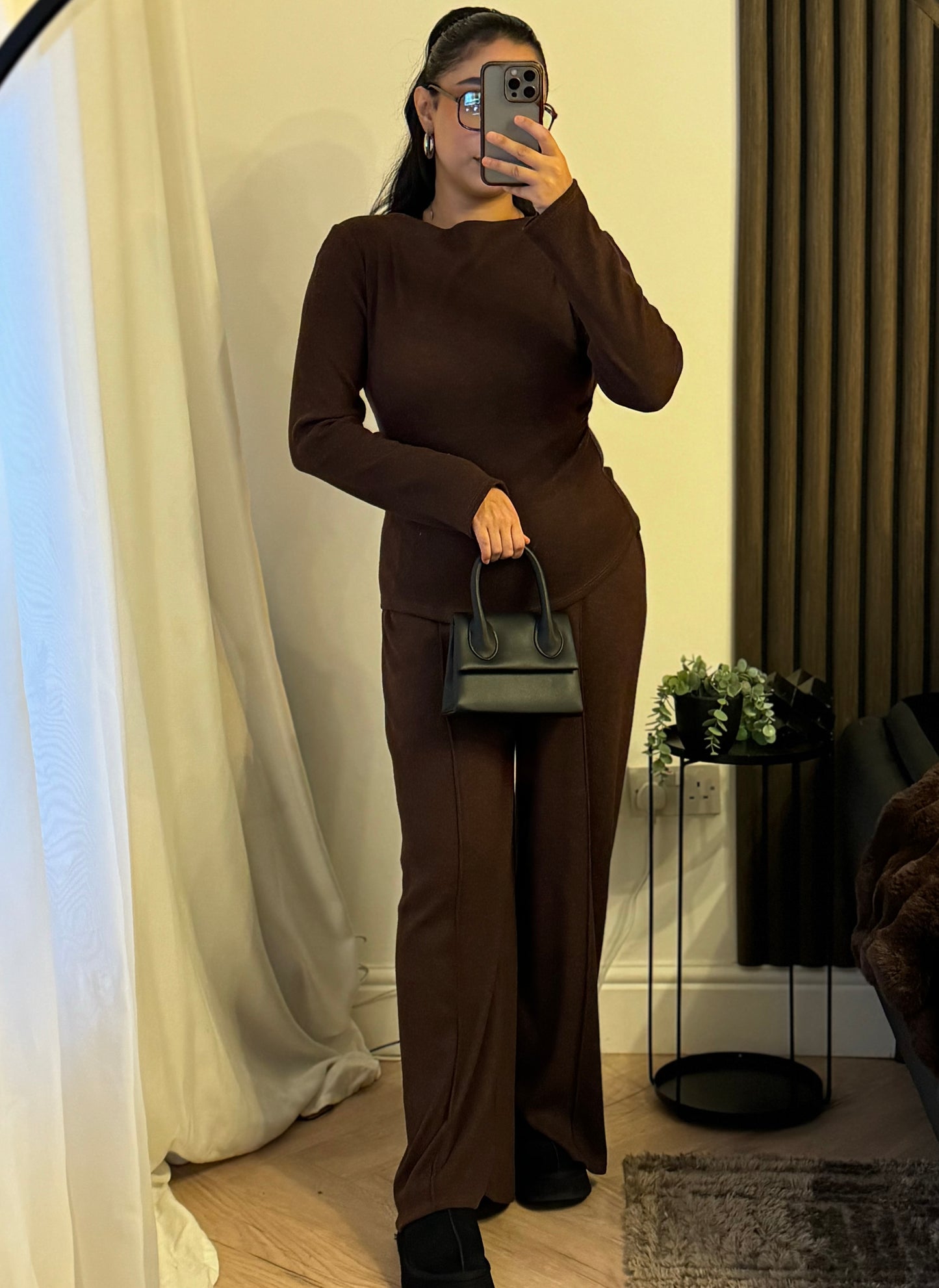 Soft Cinched In Two Piece Set In Brown