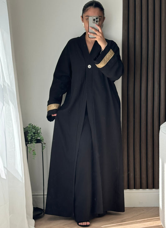 Lyla Long Button Jacket And Trouser Set In Black