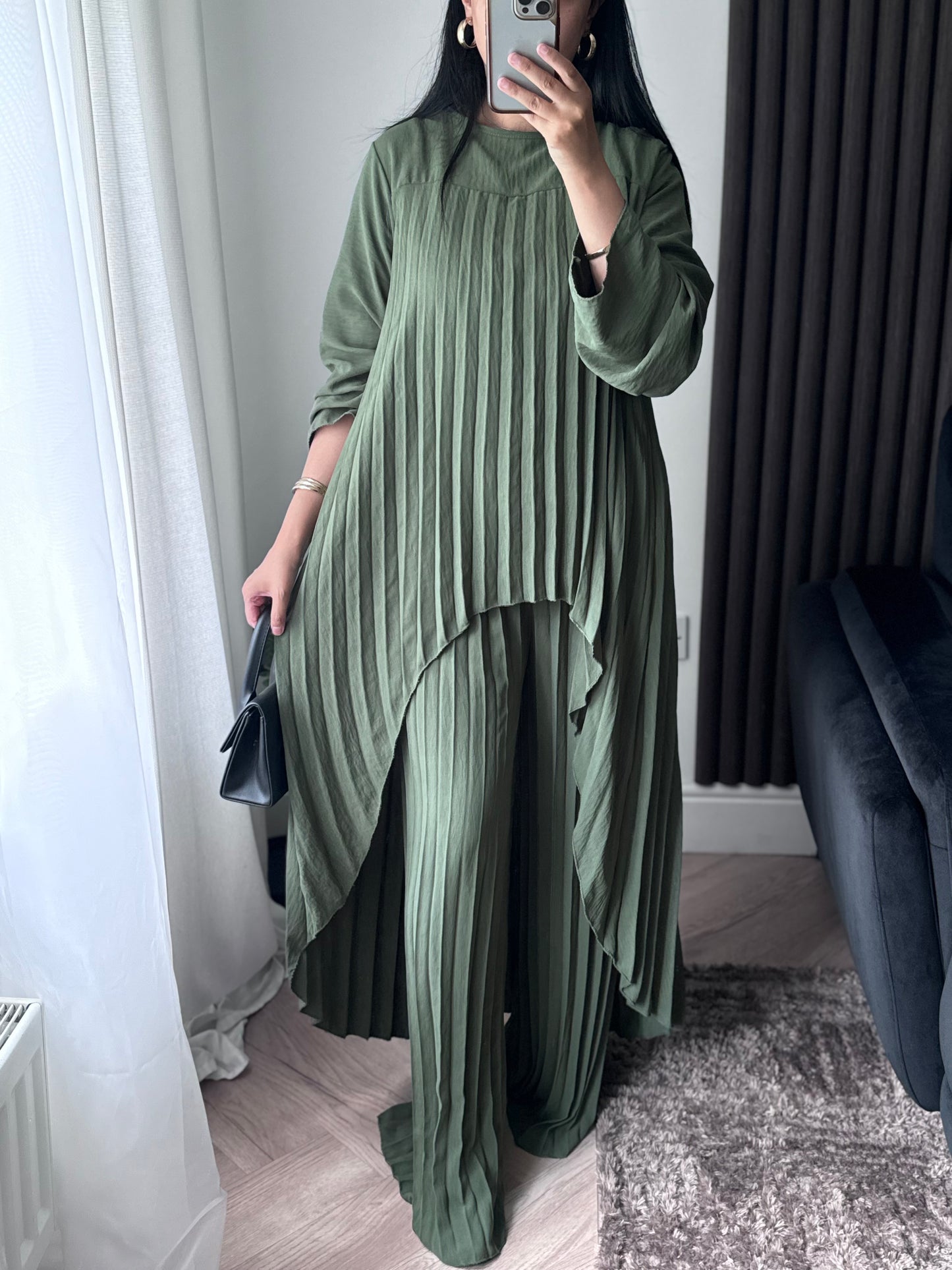 Lana Pleated Trouser and Top Set In Green