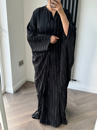 Ella Batwing Sleeve Diamanté Dress In Black