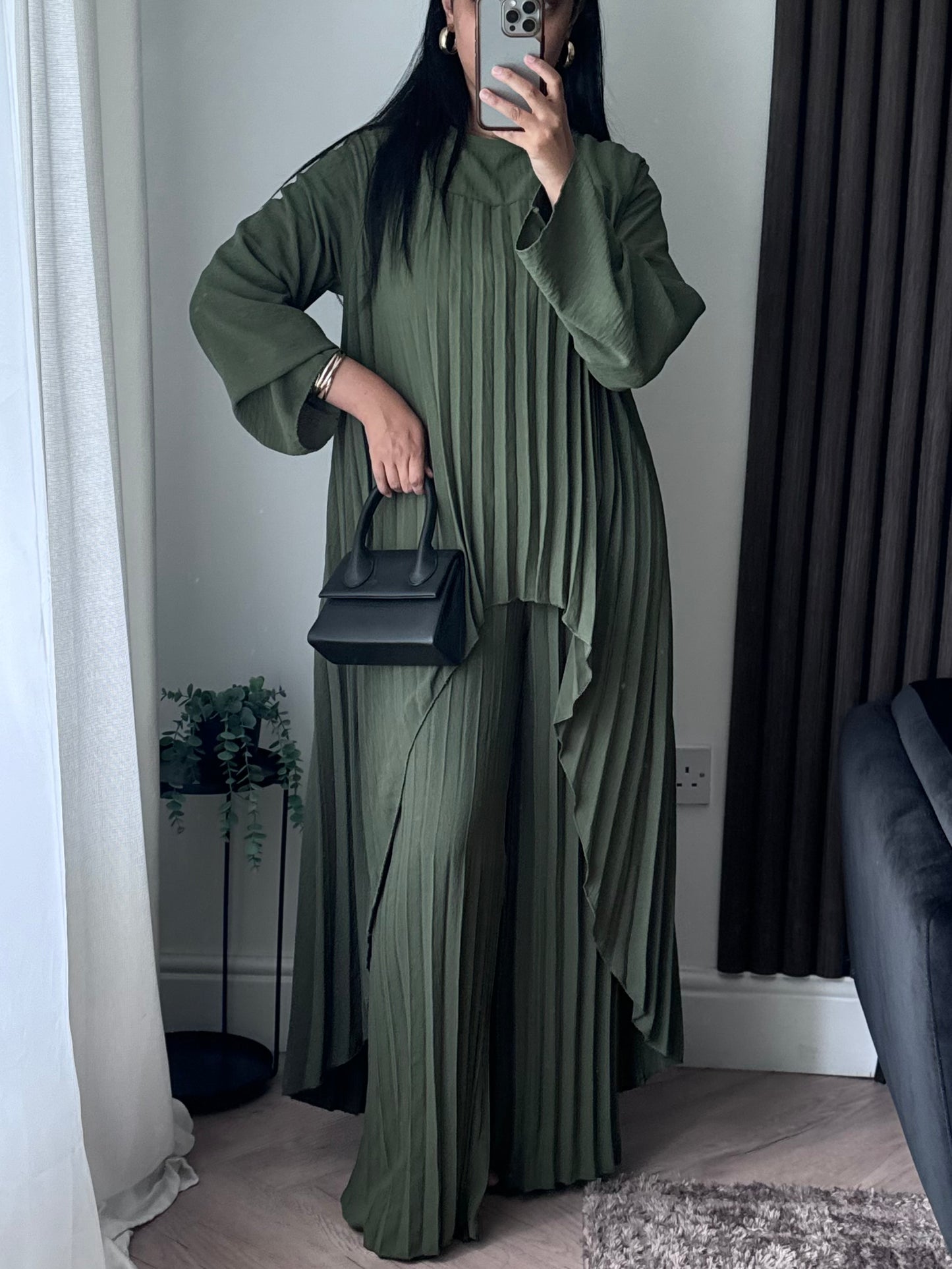 Lana Pleated Trouser and Top Set In Green