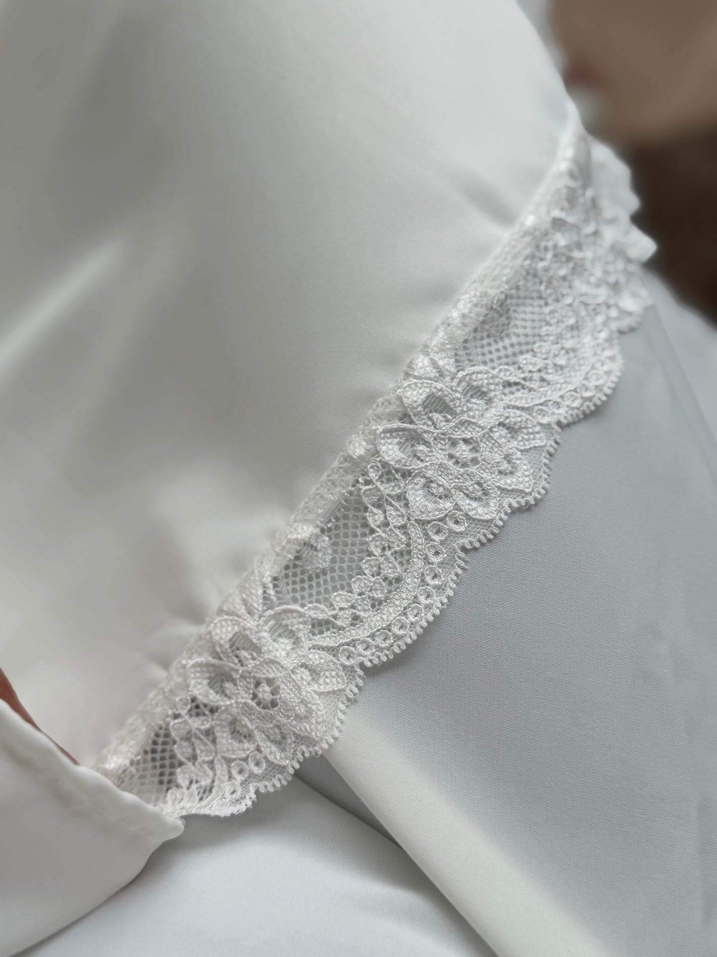 Lace Trim Cape Dress in White