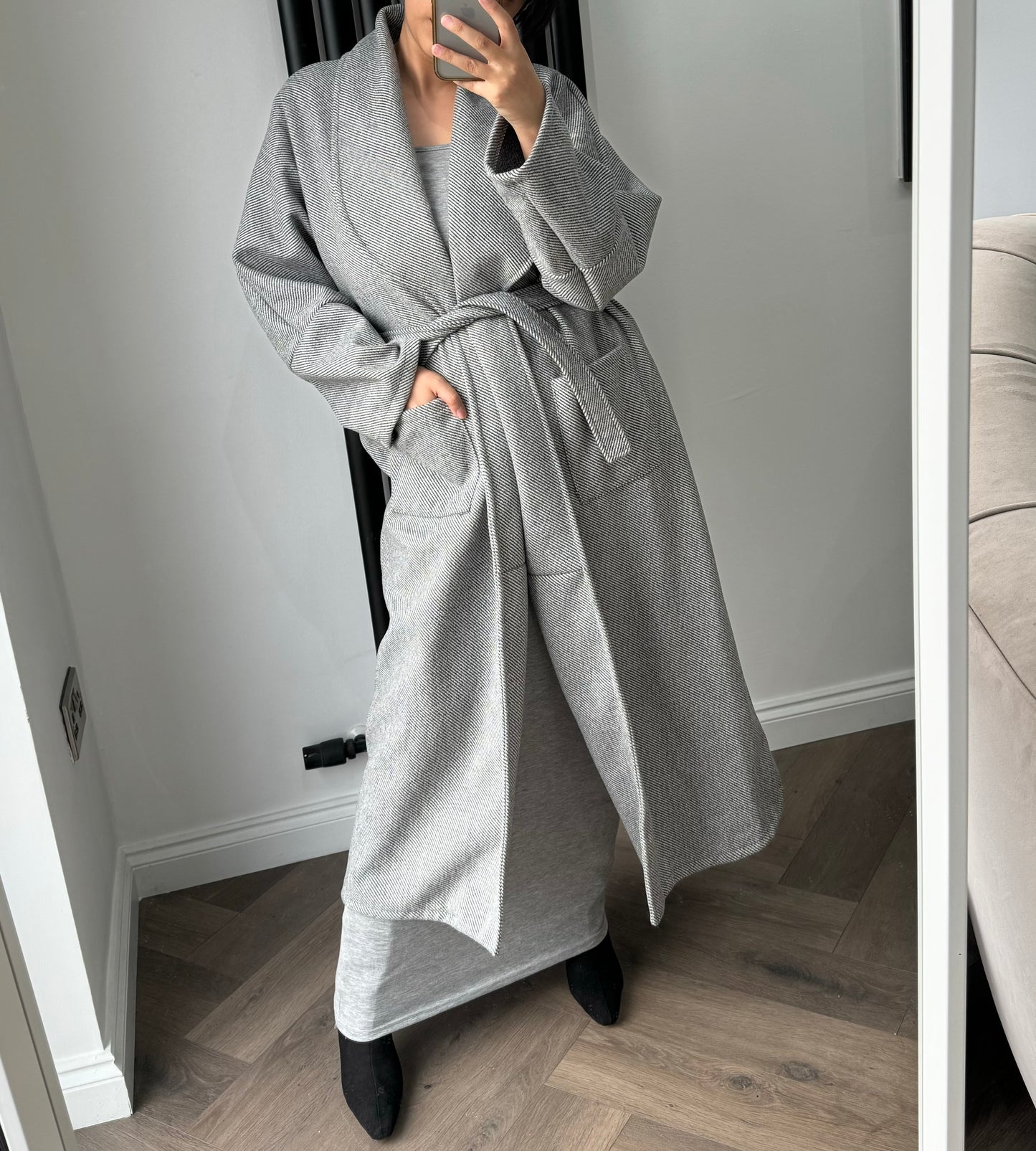 Cara Coat In Grey and Black