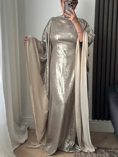 Noor Shimmer Kaftan Dress in Champagne