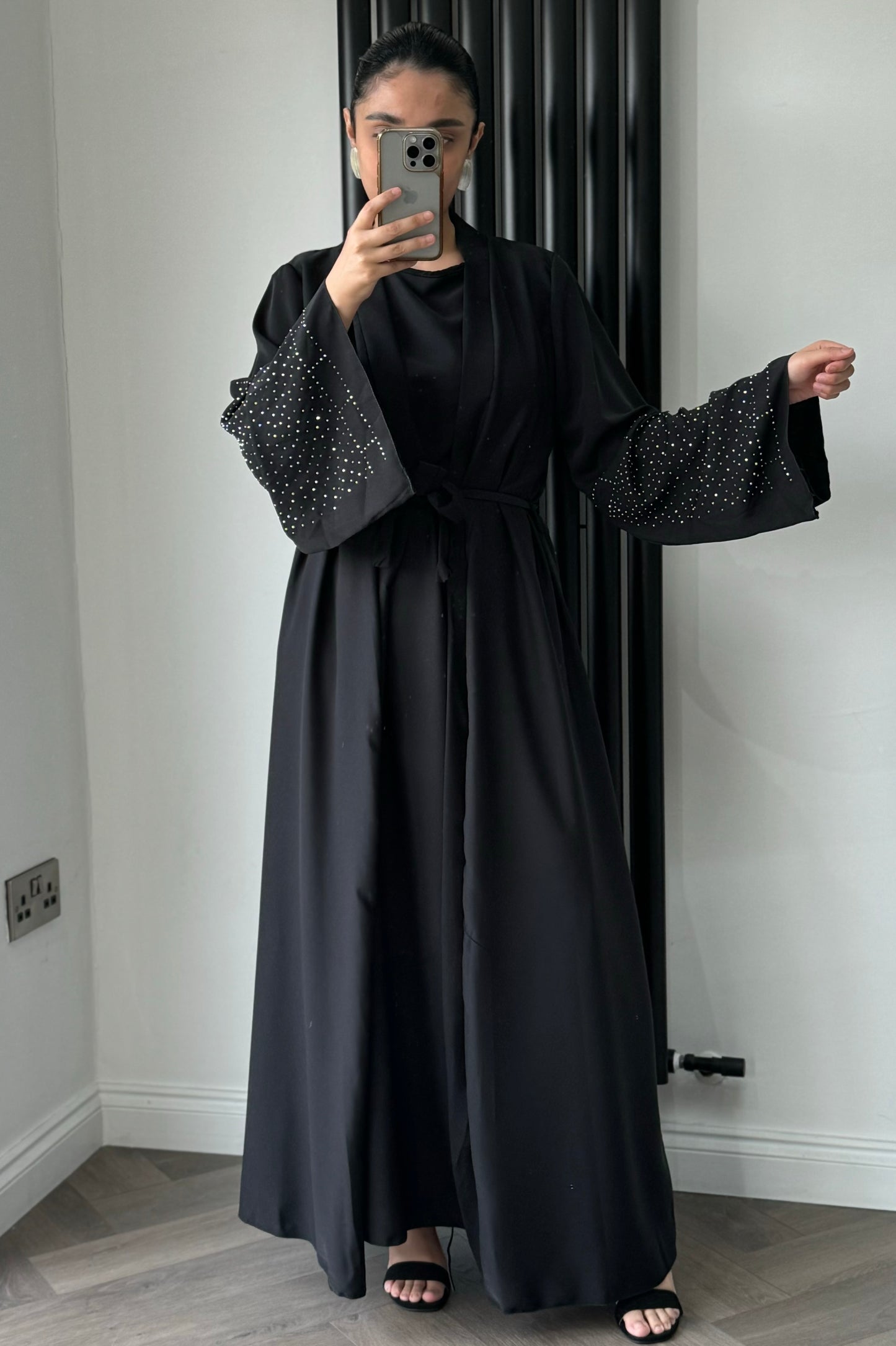 Dana Two Piece Long Jacket Set In Black
