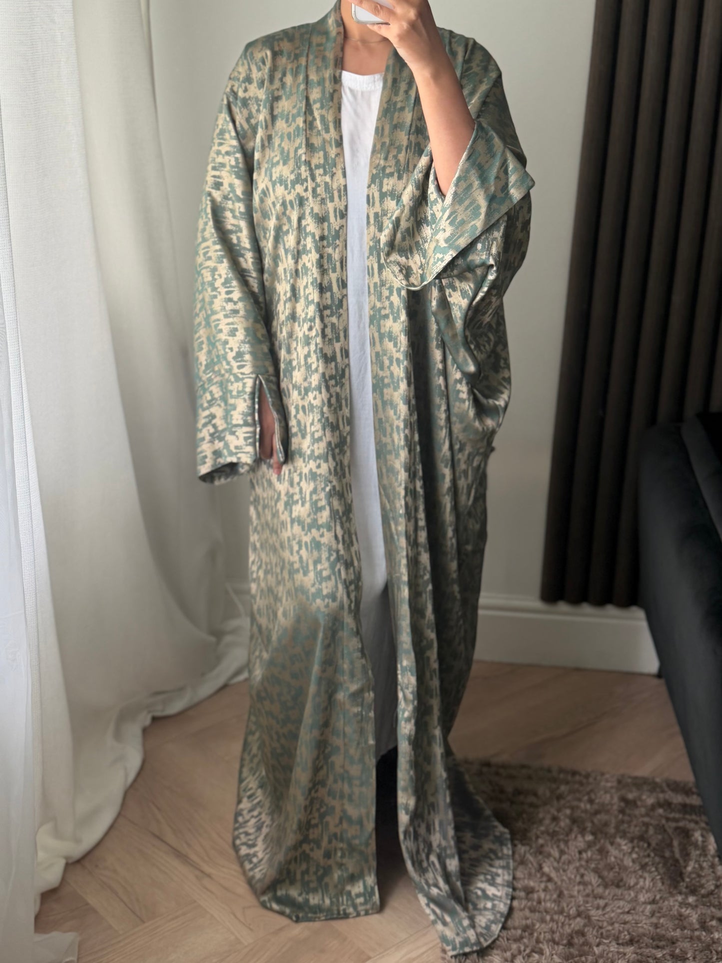 Open Abaya Jacket In Green