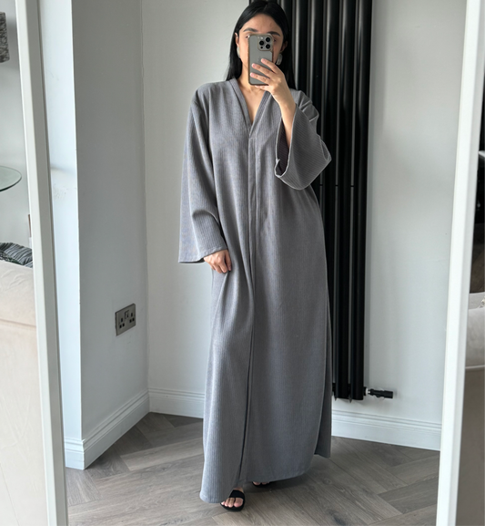 Deb Ribbed Maxi Dress In Grey