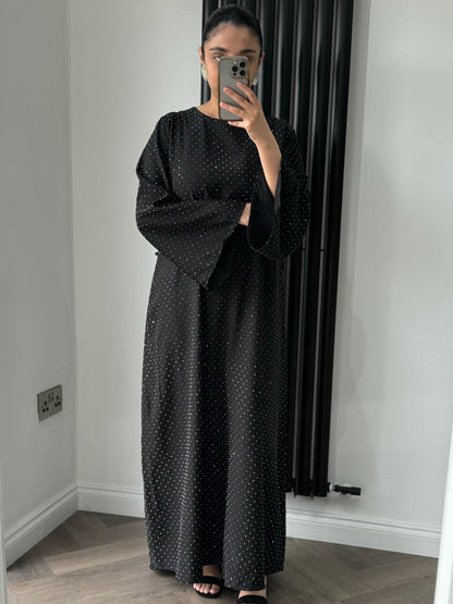 Mona Diamanté Dress in Black