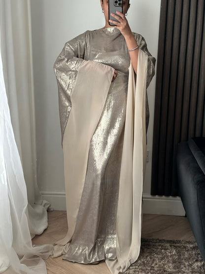 Noor Shimmer Kaftan Dress in Champagne