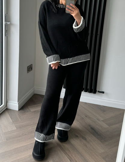 Black And White Knit Co-ord Set