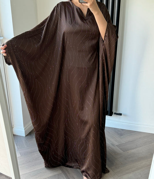 Mia Diamante Kaftan In Brown