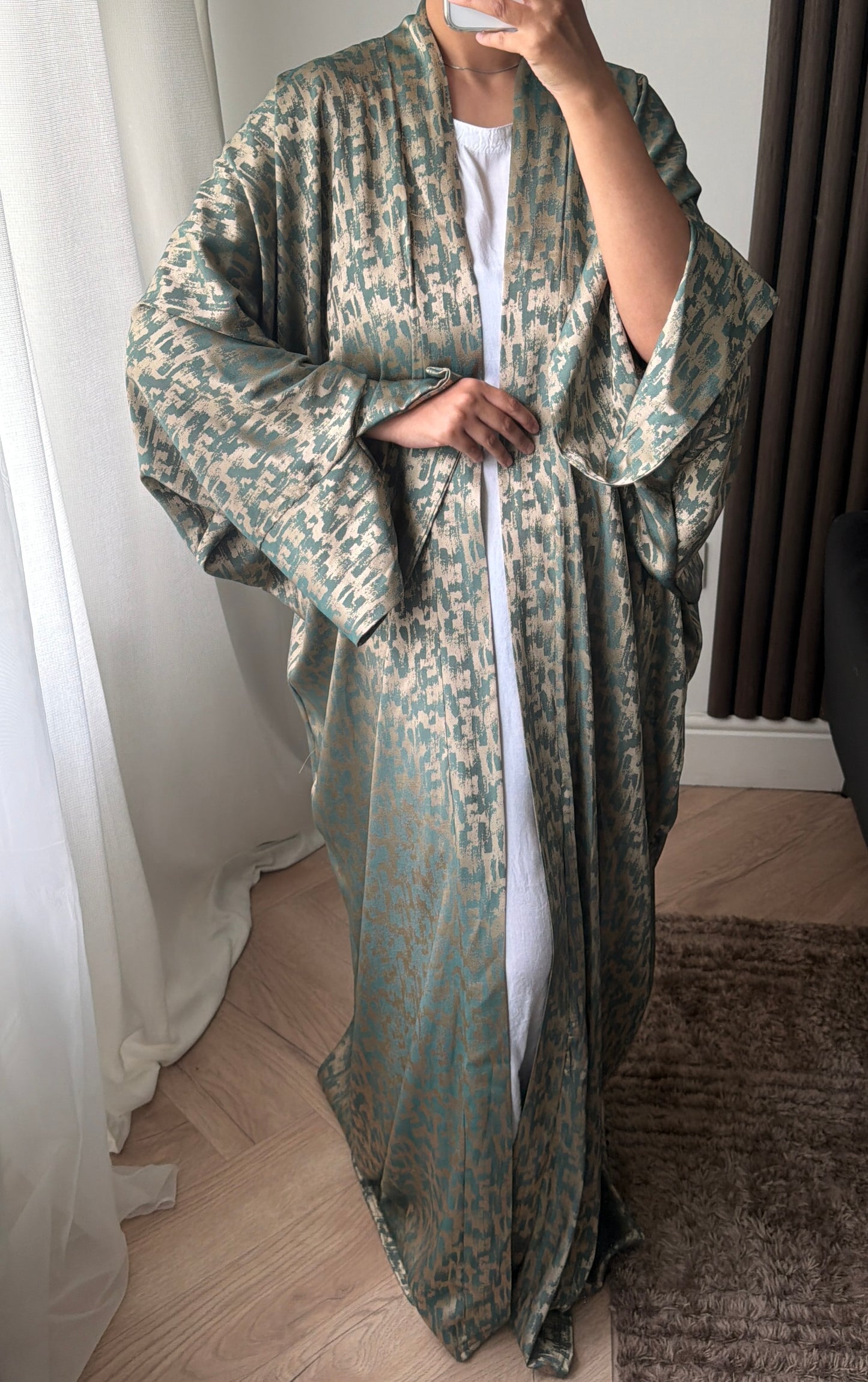 Open Abaya Jacket In Green