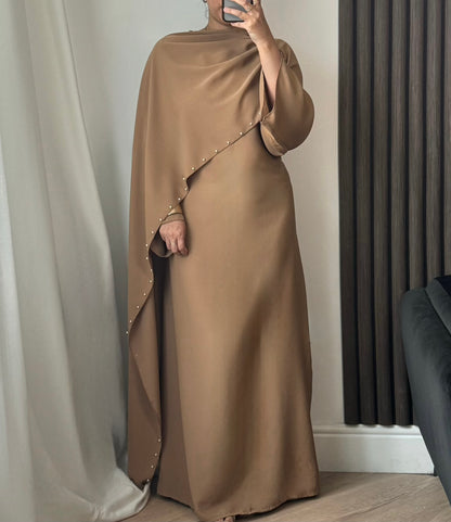 Ayda Pearl Scarf Dress In Caramel