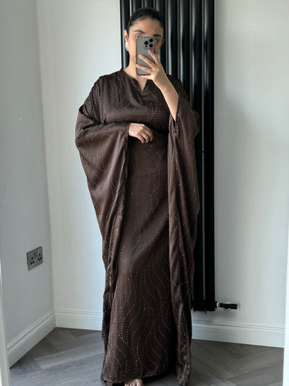 Mia Diamante Kaftan In Brown