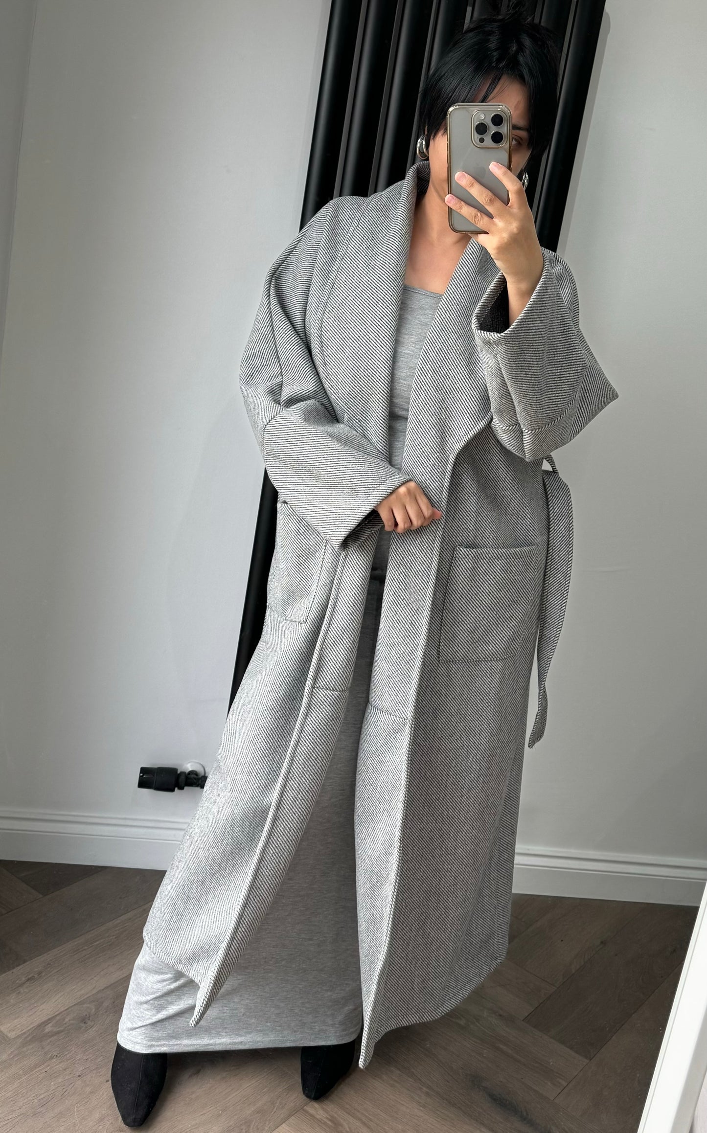 Cara Coat In Grey and Black